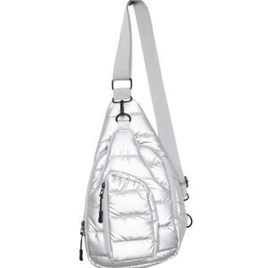 Silver Metallic Crossbody Sling Bag